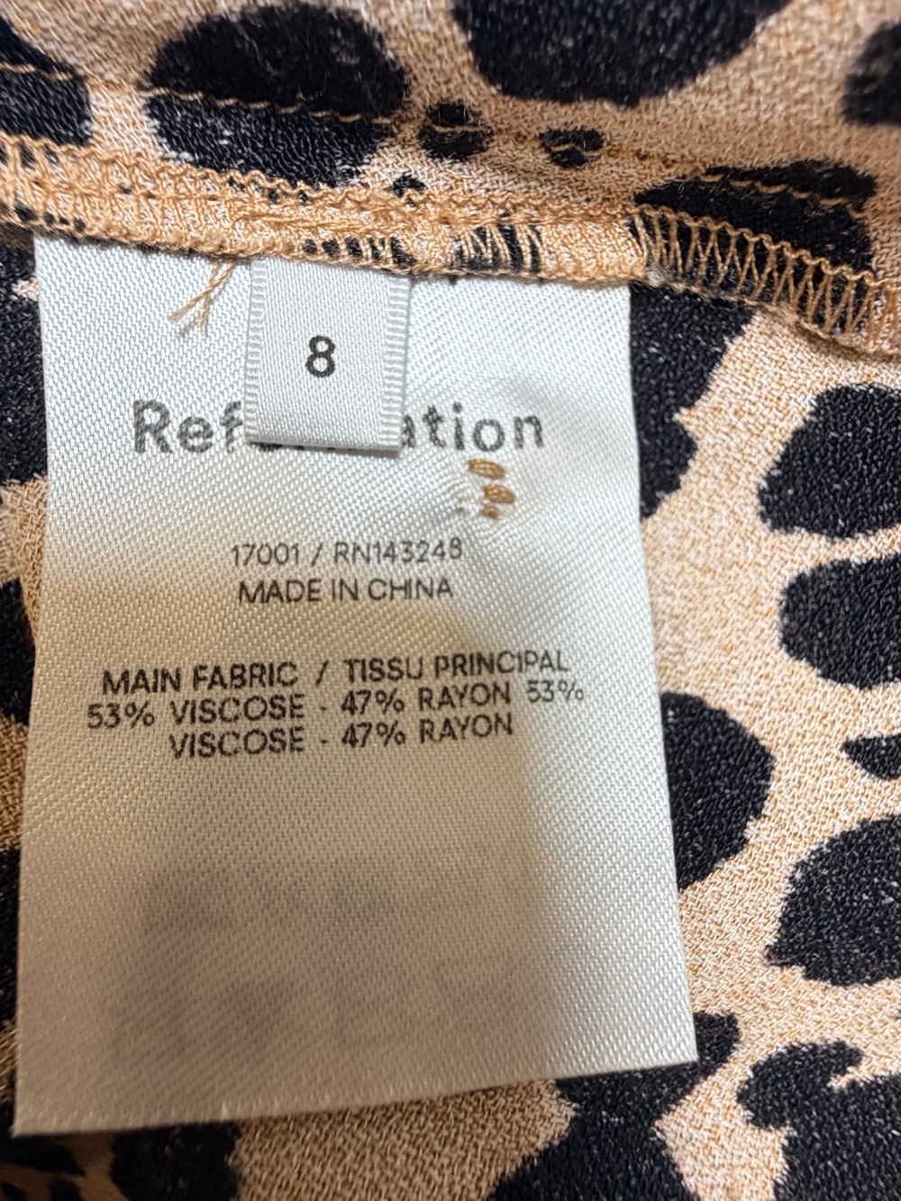 Reformation Leopard Print Midi Dress Size 8 Tan Black Long Sleeve Animal Print - Picture 7 of 7